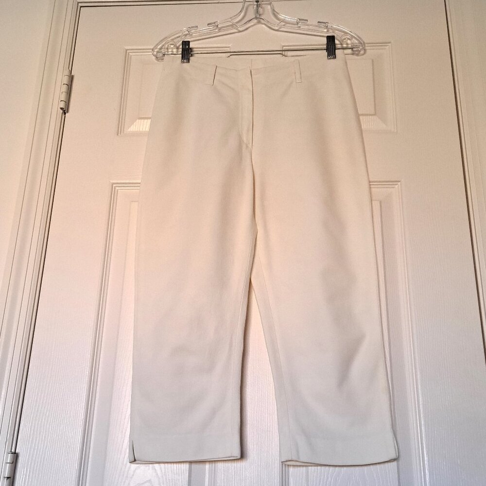 Peter Elliot Women White Cropped Stretchy Pants Size 42 EU